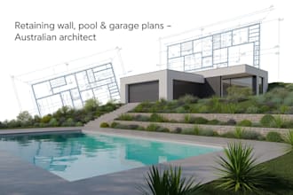 australian architect for retaining wall swimming pool garage approval plans