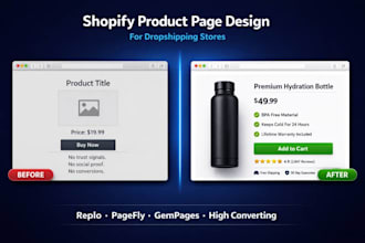 design high converting shopify product page for droshipping with replo, pagefly