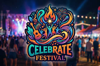 design a vibrant and eye catching festival logo