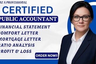 prepare certified financial statement CPA  letter mortgage expenses ratio letter