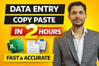 do fast data entry, copy paste and excel work in 2 hours