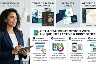 design a modern business card, brochure, or thank you card