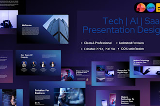 design modern tech startup presentation, ai saas product pitch deck powerpoint