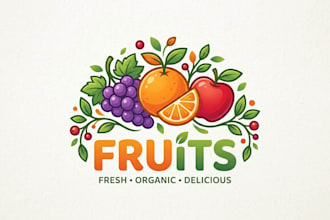 design a fresh and vibrant fruits logo for your brand