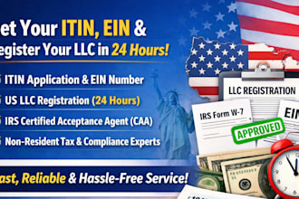 itin, itin application from irs, get ein, get itin, register llc under 24hrs