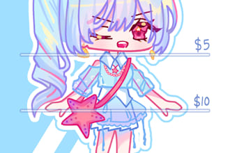 draw character in chibi artstyle for png tuber or sticker