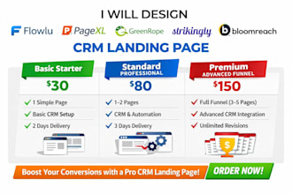 design flowlu pagexl greenrope strikingly klickpage bloomreach CRM landing page
