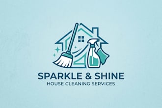 design a professional and fresh house cleaning logo