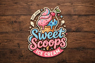 design a fun and delicious ice cream shop logo