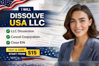 dissolve llc, USA llc dissolution, cancel corporation and close ein fast for USA