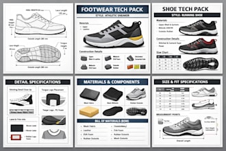 create shoe tech pack footwear tech pack technical flats and shoe design factory