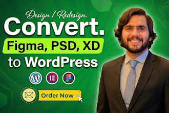 convert figma, PSD, xd, to wordpress using elementor, website replication expert