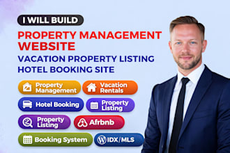 build property management website vacation property listing hotel booking site