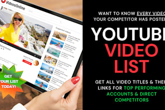 compile list of your or competitor youtube videos