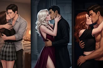 do semi realistic dark romance couple nsfw couple art mafia romance illustration