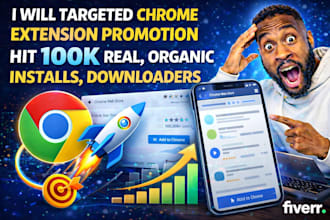 targeted chrome extension promotion hit 100k real, organic installs, downloaders