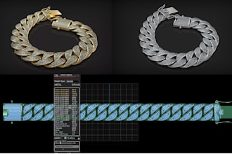 3d cuban chain cad bracelet design bangles stl jewelry modeling 3d print stone