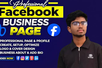 do professional facebook business page setup logo and design