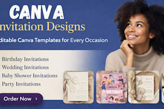 do canva invitation design, birthday invitation, wedding, and digital invitation