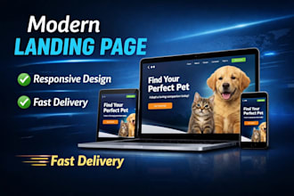 create a modern responsive lading page, HTML CSS js