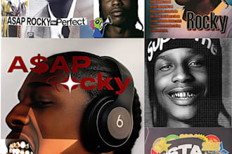 design a premium hip hop album cover, collage poster or streetwear artwork