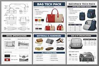 create bag tech pack handbag tech pack technical flats and bag design production