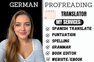 profread and german or english text novel, website, document and book editing
