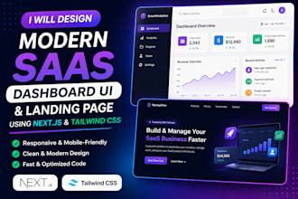 design a modern saas dashboard UI and landing page by next js and tailwind