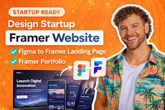 design startup framer website, figma to framer landing, framer portfolio