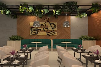 do restaurant interior design realistic rendering