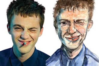 hand draw an unique watercolor portrait based on your photo