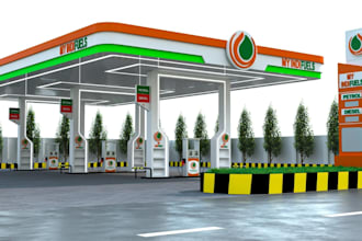 style modern fuel station,2d site plan,functional car park,HQ rendering,sketchup