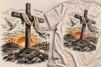 create vintage christian apparel graphics and hand drawn t shirt designs