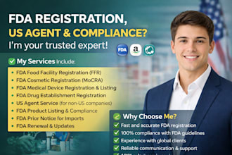do fda registration, US agent, fda listing, and compliance service USA