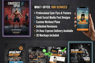 design high impact gym flyer, fitness poster, or social media posts