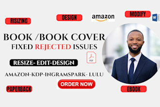 format, resize, upload, fix rejected book cover, book , ebook for amazon kdp