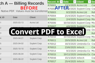 convert PDF to excel or CSV accurately