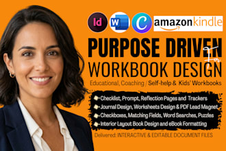 design interactive workbook, journal, course pdf layout design, book formatting
