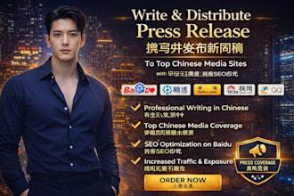 write and distribute press release to top chinese media site with baidu SEO