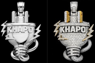 create custom 3d pendant necklace jewelry cad stl render stone luxury design