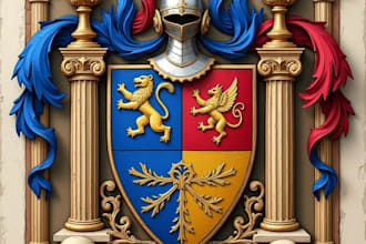draw professional custom and original family crest coat of arms logo design