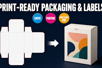 create print ready packaging and label design with dieline in cmyk