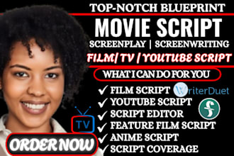 proofread format and edit screenplay feature film script youtube tv script
