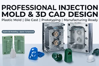 design injection mold, plastic mold, 3d mold and cad model