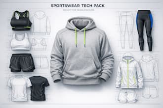 create fashion tech pack clothing tech pack activewear tech pack for factory