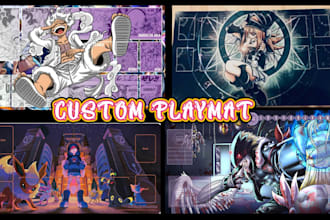 design custom anime art, tcg, mtg playmat, pokemon,one piece card game playmat