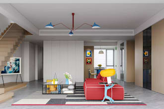 create quality 3d bauhaus apartment and modern dining realistic furniture layout