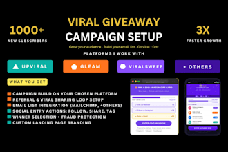 set up giveaway campaign on gleam, upviral or viralsweep
