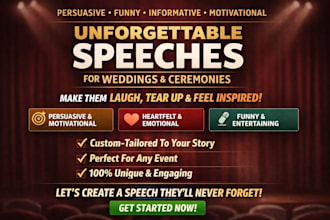write persuasive, funny, informative, motivational speech for ceremony, wedding