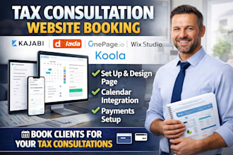 design tax consultation kajabi duda onepage io website wix studio booking koola